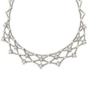 Tiffany & Co 7.24ct Diamond Pearls Platinum Lattice Collar Necklace W/ Paper (1 of 7)