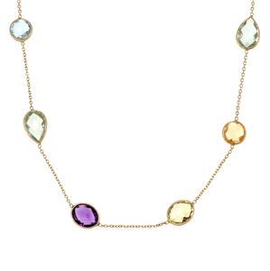 14k Yellow Gold Assorted Shape Multicolor Gems Long Necklace 37" (1 of 4)