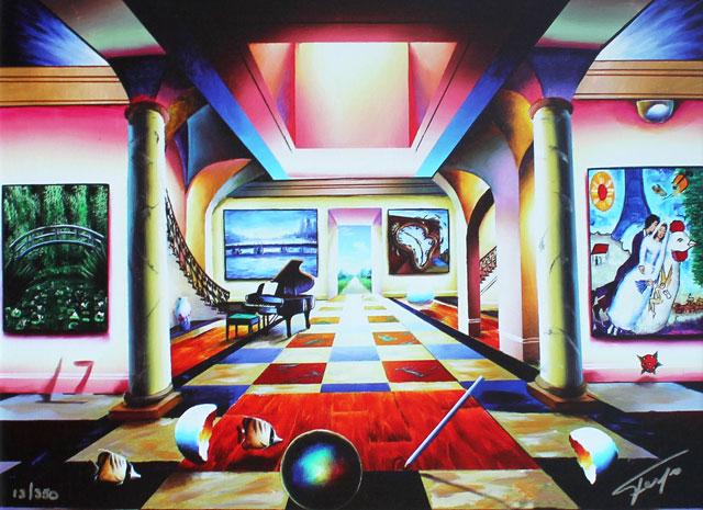 FERJO ** MELTING TIME ACROSS FROM BRIDGE ** SIGNED CANVAS: Artist: Ferjo (b. 1946) Title: Melting Time Across from Bridge Medium: Fine Art Giclee on Canvas Signature: Hand-signed by the Artist Limited Edition: 350 Image Size: Approximately 12 inches x 16 inch