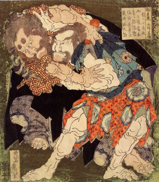HOKUSAI ** SUMO WRESTLERS ** GICLEE ON CANVAS (1 of 1)