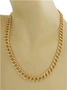 Double Ring 22k Yellow Gold 14mm Wide Round Link Necklace (1 of 6)