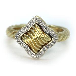 David Yurman Diamond 18k Yellow Gold Quatrefoil Ring Size 6