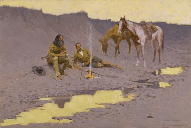 REMINGTON **A NEW YEAR ON THE CIMARRON** CANVAS: Artist: Frederic Sackrider Remington Title: A New Year on the Cimarron Medium: Fine Art Giclee on Canvas Image Size: Approximately 20 inches x 13 ½ inches Framed: Unframed on Unstretched Canvas
