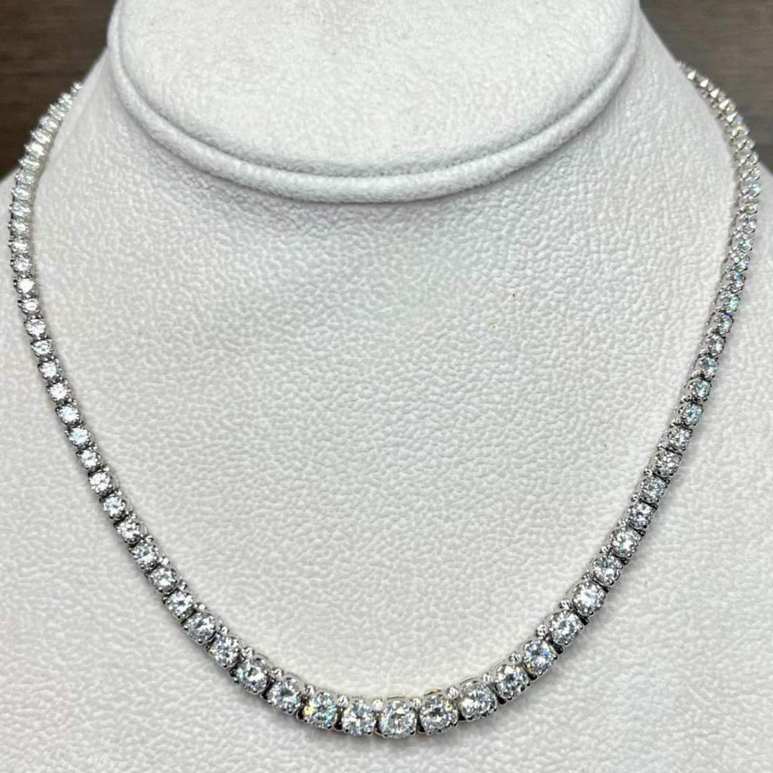 14K White Gold 18.00 Ct. Graduated Diamond Tennis Necklace (1 of 3)