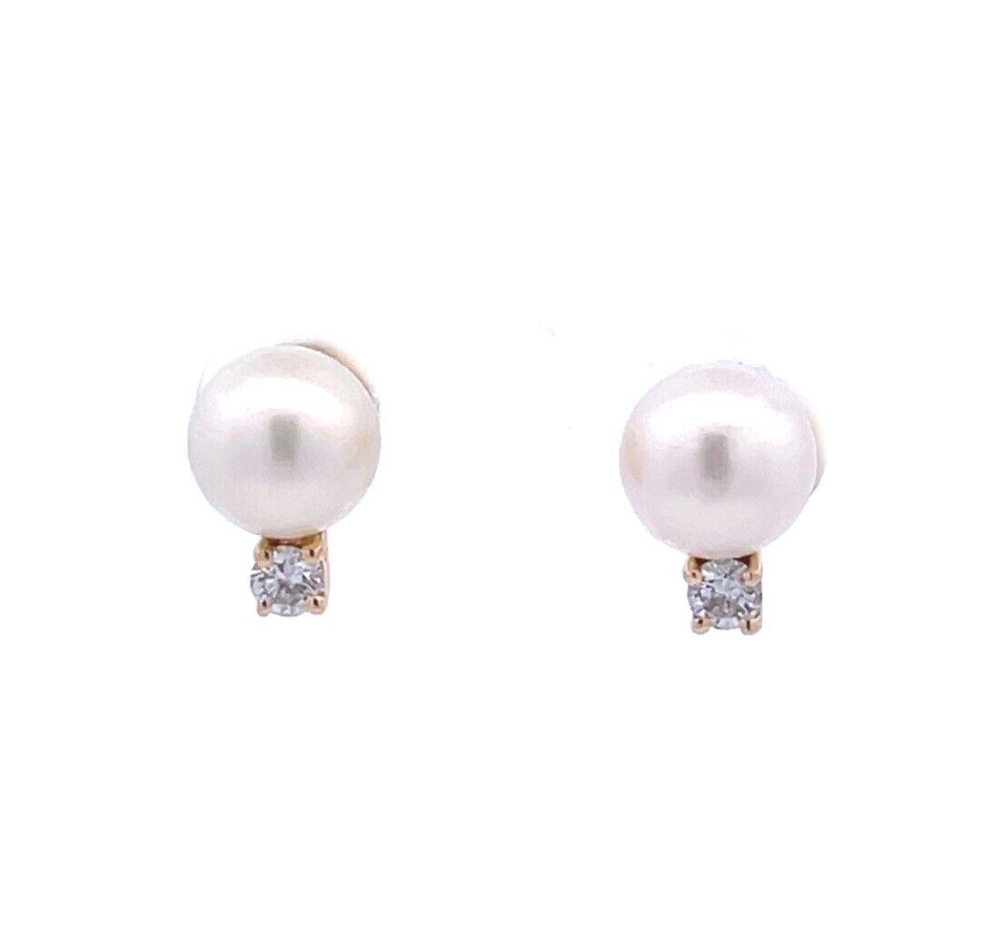 Tiffany & Co. Pearl Diamond 18k Yellow Gold Stud Earrings (1 of 5)