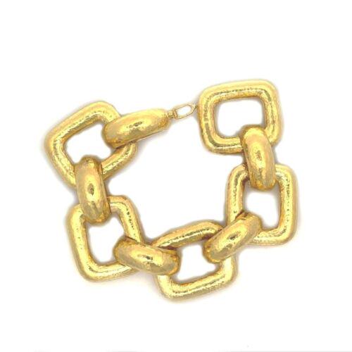 Elizabeth Locke 19k Yellow Gold Large Hammered Livorno Link Bracelet (1 of 5)
