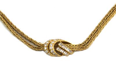 Lovely 2ct Diamond 18k Gold Knot Pendant 2 Weave Chain Necklace (1 of 4)