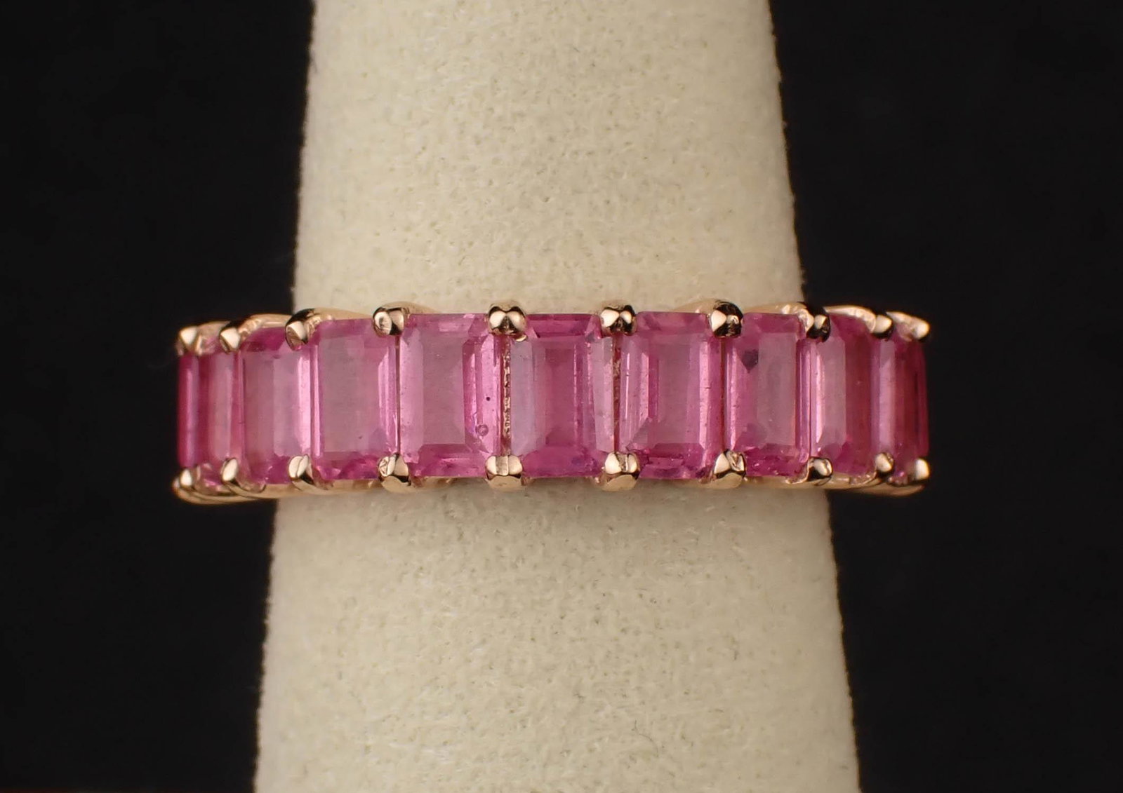 PINK SAPPHIRE AND FOURTEEN KARAT ROSE GOLD RING (1 of 3)