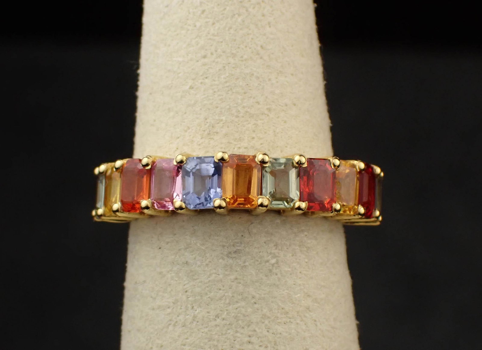 MULTI-COLOR SAPPHIRE AND FOURTEEN KARAT GOLD RING (1 of 4)