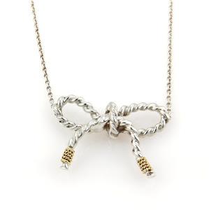 Tiffany & Co. Sterling 18k Yellow Gold Wire Bow Pendant & Chain (1 of 5)