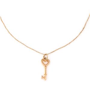 Tiffany & Co. 18k Rose Gold Heart Key Pendant & Chain (1 of 5)