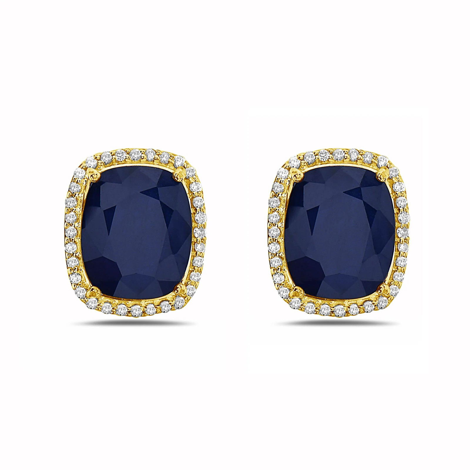 0.36 Ct. Tw. Diamond Around 8.25 Ct. Tw. Sapphire Stud 14K Gold Earring (1 of 2)