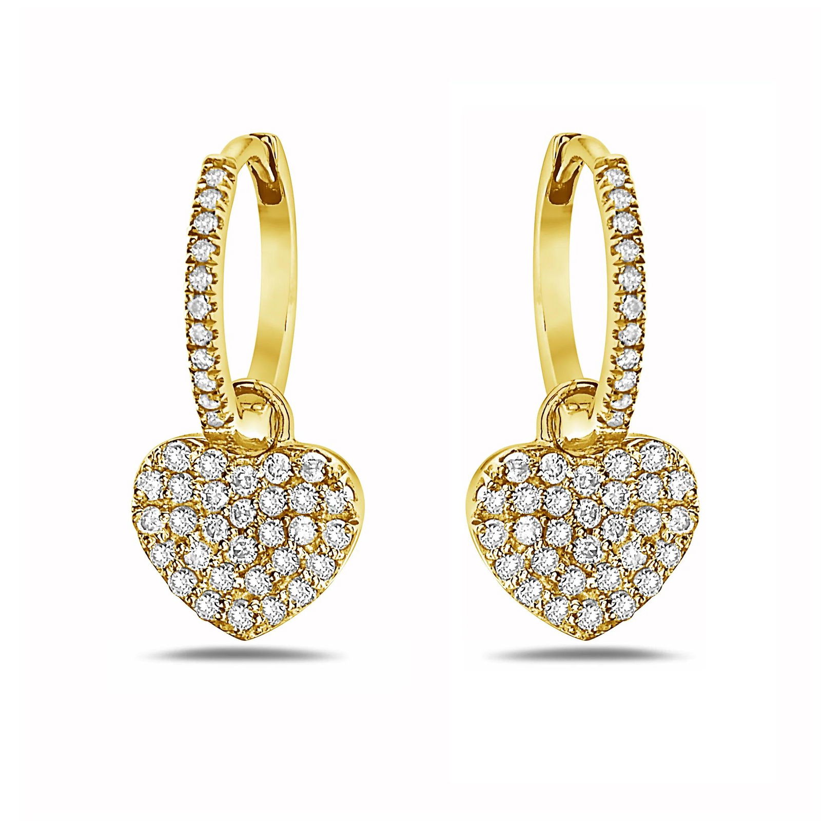 1.06 Ct. Tw. Diamond Mini Huggies Hoop With Hart Drop 14K Gold Earring (1 of 2)