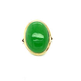 STUNNING LARGE JADE RING 14K Y/G (1 of 4)