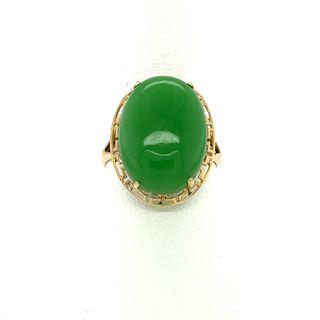 STUNNING LARGE JADE RING 14K Y/G (1 of 4)