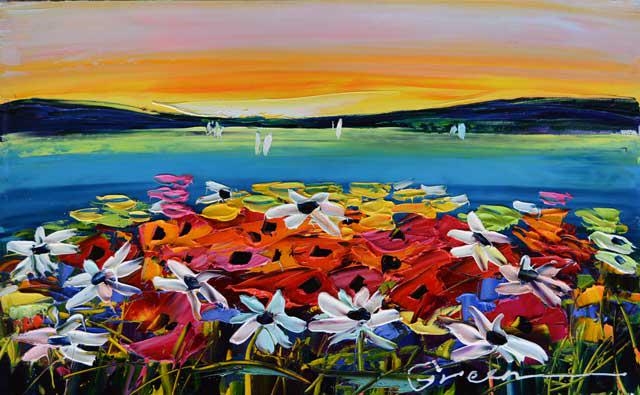 GREEN ** SPRINGTIME VIEW ** SIGNED ORIGINAL (1 of 2)