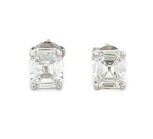 Stunning 2.10ct Emerald Cut Diamond Platinum 14k White Gold Stud Earrings (1 of 4)