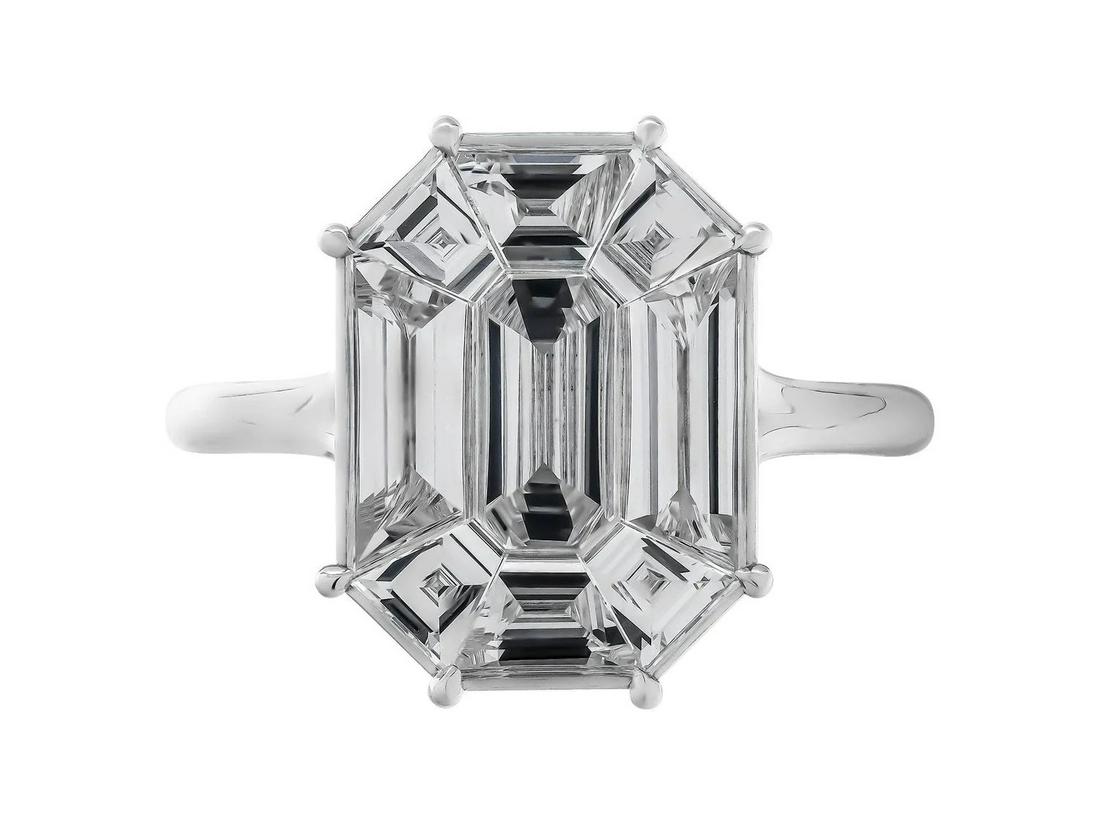 Pie cut illusion set Diamond Ring 14K White Gold (1 of 1)