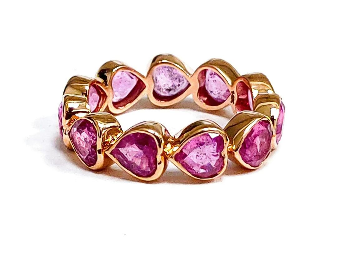 6.50Ct Heart shaped Pink Sapphire Eternity 14K Rose Gold (1 of 1)