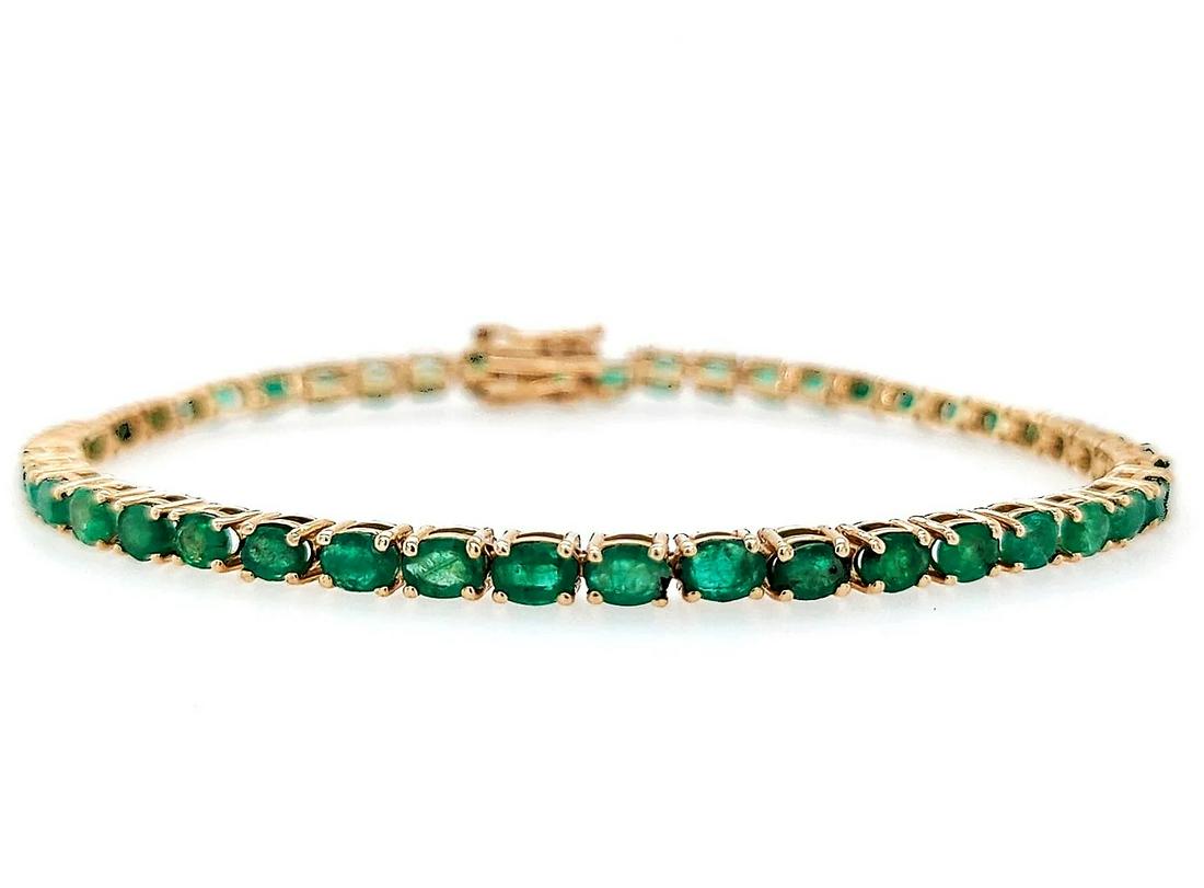 5.50 Ct Oval shaped Emerald Tennis Bracelet 14K Yellow Gold (1 of 2)