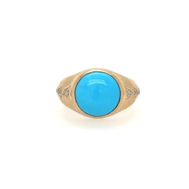 YELLOW GOLD TURQUOISE RING WITH DIAMONDS (1 of 3)
