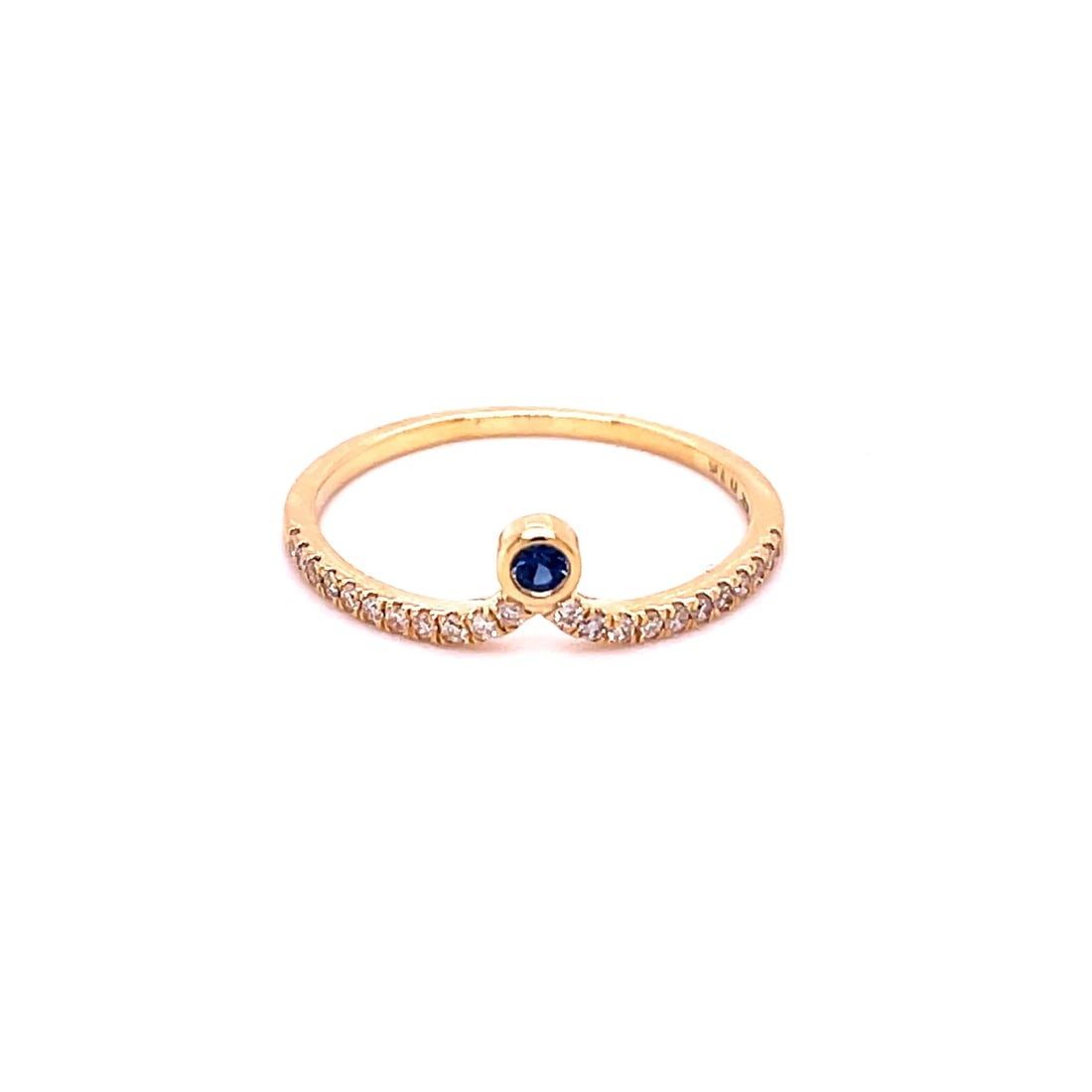 14KT GOLD BLUE SAPPHIRE RING WITH DIAMONDS (1 of 3)
