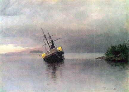 BIERSTADT ** SHIPWRECK IN LORING BAY ALASKA** GICLEE: Artist: Albert Bierstadt (b. 1939) Title: Shipwreck in Loring Bay Alaska Medium: Fine Art Giclee on Canvas Image Size: Approximately 14 ¼ inches x 20 inches Framed: Unframed on Unstretched