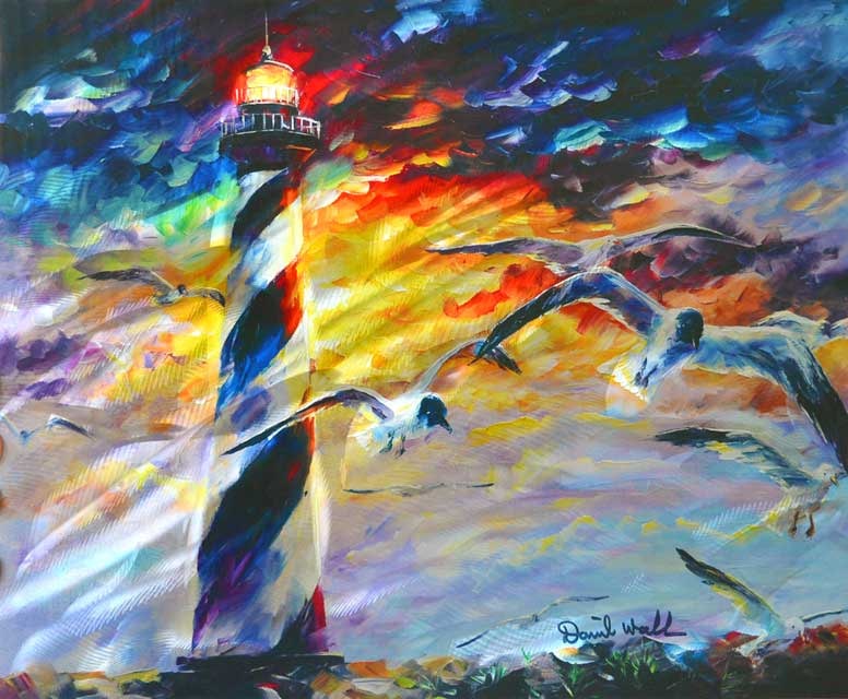 WALL **THE LIGHTHOUSE ** ORIGINAL ON METAL (1 of 1)