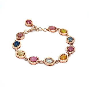 Roberto Coin 18k Diamond Multi-Color Gems 18k Rose Gold Bracelet: Roberto Coin 18k Diamond Multi-Color Gems 18k Rose Gold Bracelet