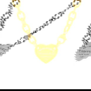 Tiffany & Co. 18k Please Return Yellow Gold Heart Tag Pendant Necklace: Tiffany & Co. 18k Please Return Yellow Gold Heart Tag Pendant Necklace