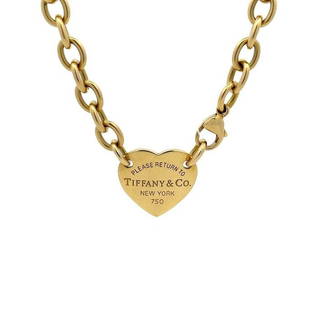 Tiffany & Co. 18k Please Return Yellow Gold Heart Tag Pendant Necklace: Tiffany & Co. 18k Please Return Yellow Gold Heart Tag Pendant Necklace