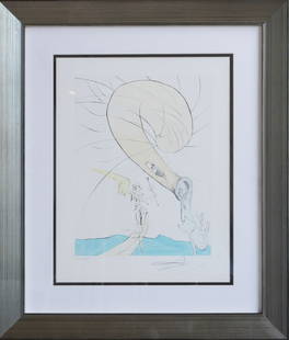 DALI ** FREUD A TETE D'ESCARGOT ** FRAMED LITHORGRAPH ON PAPER: Artist: Salvador Dali Title: Freud a Tete D'Escargot Medium: Fine Art Lithograph on Paper Signature: Block-signed by the Artist Limited Edition: From the rare limited edition F. 195 