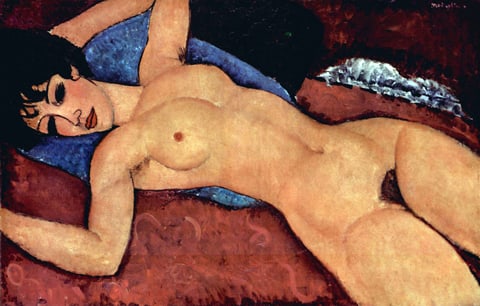 MODIGLIANI ** RECLINING NUDE ** GICLEE: Artist : Amedeo Modigliani Title: Reclining Nude Medium: Fine Art Reproduction Giclee on Canvas Image Size: Approximately 20 inches x 12 ¾ inches Framed: Unframed on Unstretched Canvas Biograph