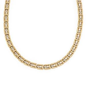 Chimento 18k Two Tone Gold 8mm Wide Fancy Link Collar Necklace: This lovely authentic collar necklace is by Chimento, crafted from 18k yellow and white gold featuring an 8mm width and yellow gold outer fancy shape frame with white gold bar set inside the gold fram