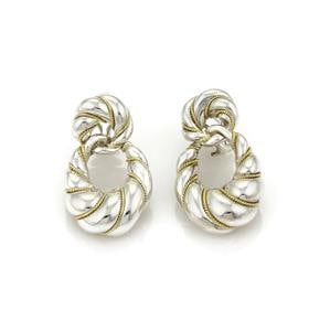 Tiffany & Co. 18k YGold Sterling Silver Twist Style Large Loop Dangle Earrings (1 of 5)