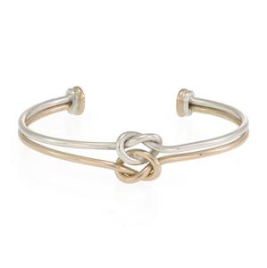 Gucci 18k Rose Gold 925 Silver Double Love Knot Cuff Bracelet (1 of 5)