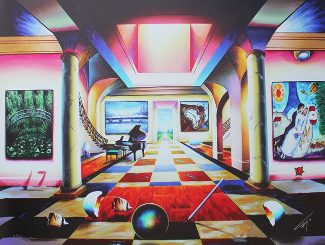 FERJO ** MELTING TIME ACROSS FROM BRIDGE** GICLEE: Artist: Ferjo (b. 1946) Title: Melting Time Across from Bridge Medium: Fine Art Giclee on Canvas Signature: Hand-signed by the Artist Limited Edition: 350 Image Size: Approximately 12 inches x 16 inch