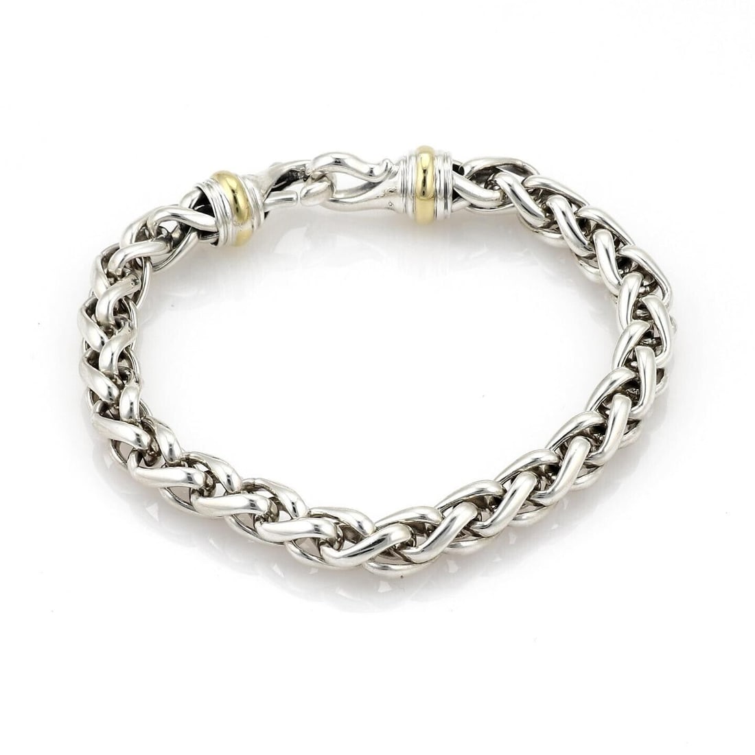 David Yurman Sterling 14k Yellow Gold 8mm Thick Woven Chain Bracelet (1 of 4)