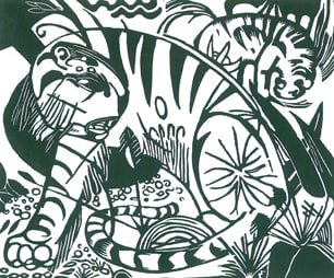 FRANZ MARC **TIGER** GICLEE: Artist: Franz Marc Title: Tiger Medium: Fine Art Giclee on Canvas Image Size: Approximately 32 inches x 26 ½ inches Framed: Unframed on Unstretched Canvas Biography: Franz Moritz Wilhelm Marc (
