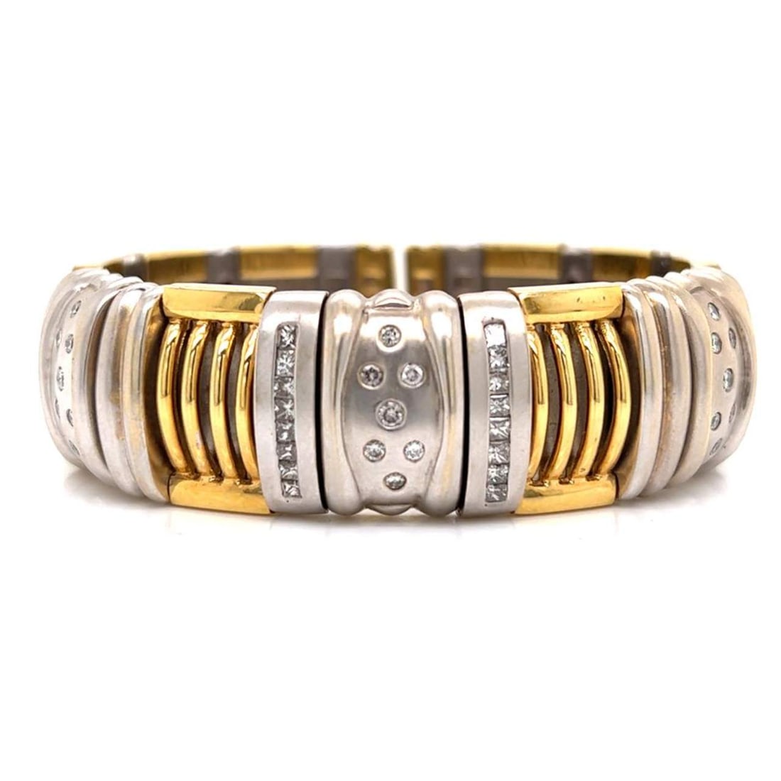 18k Yellow & White Gold Diamond Bangle/Cuff (1 of 4)