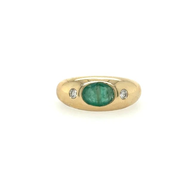 YELLOW GOLD RING WITH EMERALD AND DIAMONDS (1 of 4)