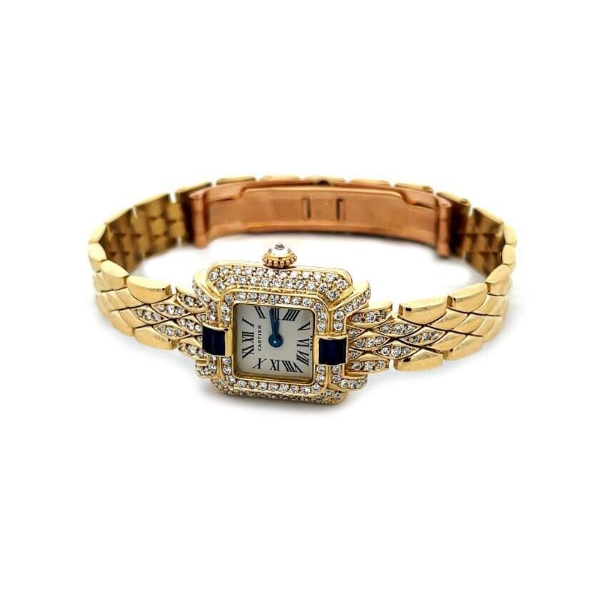 Cartier Panthere Ladies Watch Diamond Sapphire 18k Yellow Gold Paris (1 of 4)