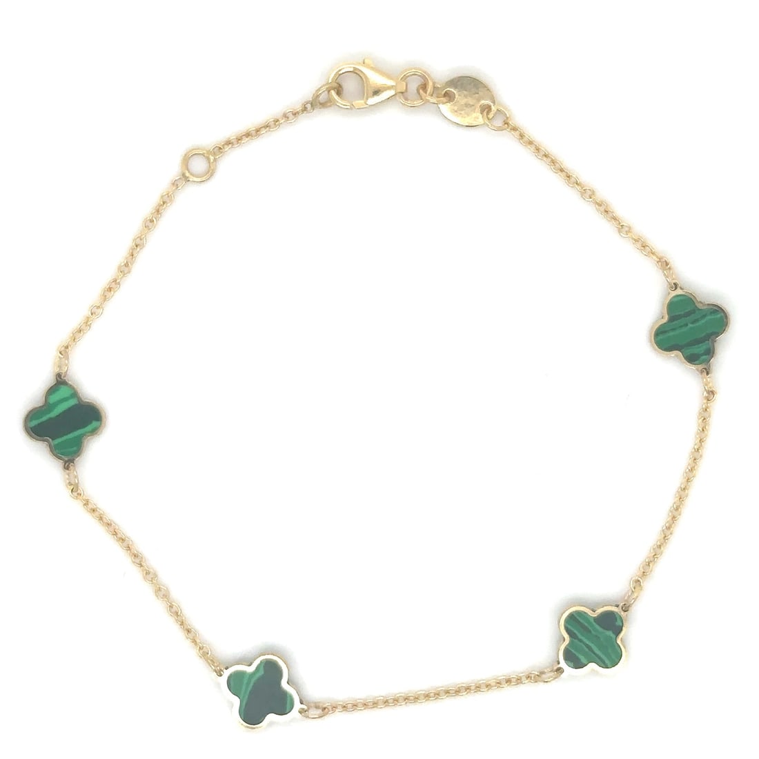 14KT YELLOW GOLD MALACHITE BUTTERFLY BALL BRACELET 7": 14KT YELLOW GOLD MALACHITE BUTTERFLY BALL BRACELET 7"14KT GOLD WT. APPROX. 1.50 GRAM