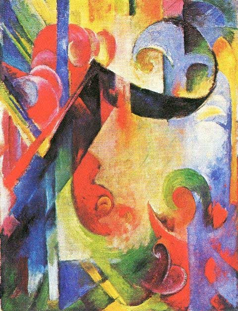 MARC **BROKEN FORMS** GICLEE: Artist: Franz Marc Title: Broken Forms Medium: Fine Art Reproduction Giclee on Canvas Image Size: Approximately 20 inches x 15.25 inches Framed: Unframed on Unstretched Canvas Biography: Franz Moritz