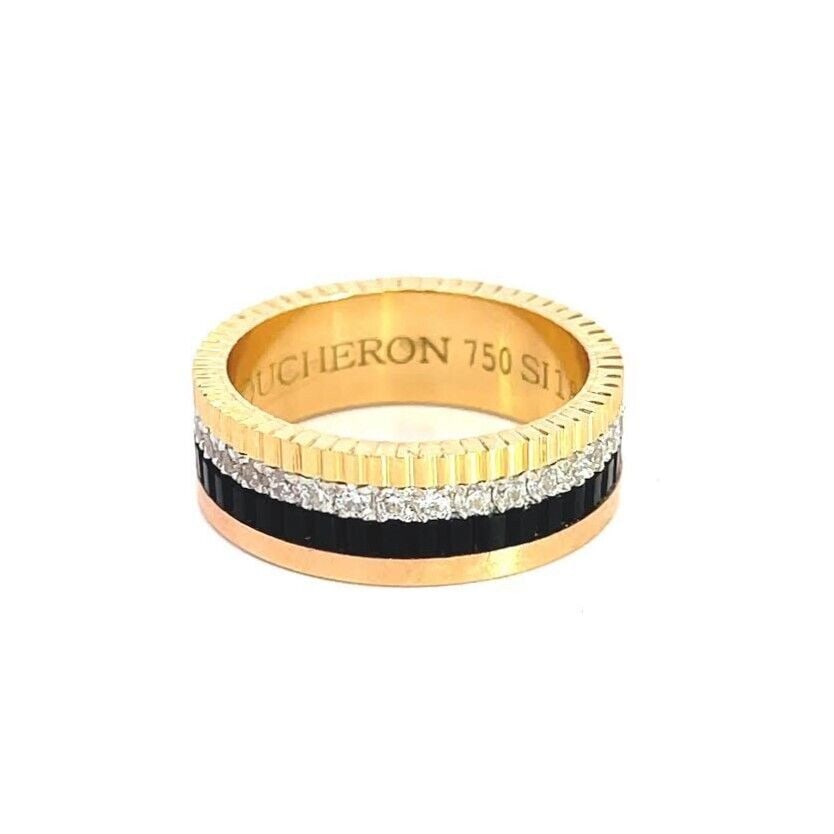 Boucheron Quatre Classique Ring Diamond 3 Tone Edition PVD Band Size 8 (1 of 4)
