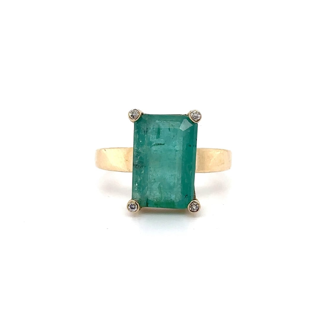 14KT YELLOW GOLD EMERALD OCTAGON AND DIAMONDS RING (1 of 4)