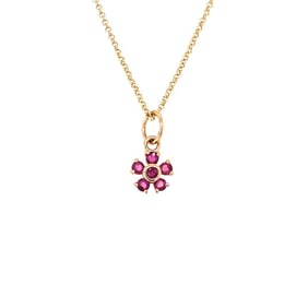 14KT GOLD RUBY FLOWER PANDENT