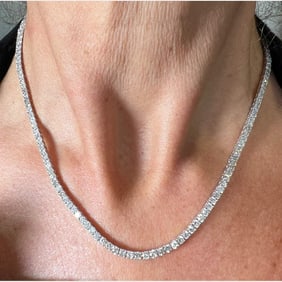 14K White Gold 10.70 Ct. Diamond Tennis Necklace