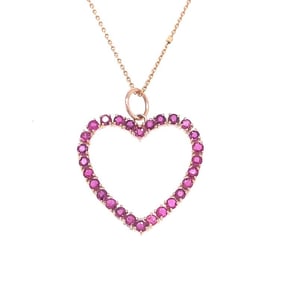 14KT YELLOW GOLD RUBY HEART PENDENT