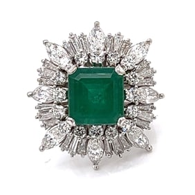 Platinum 6.00 Ct. Emerald & Diamond Ring